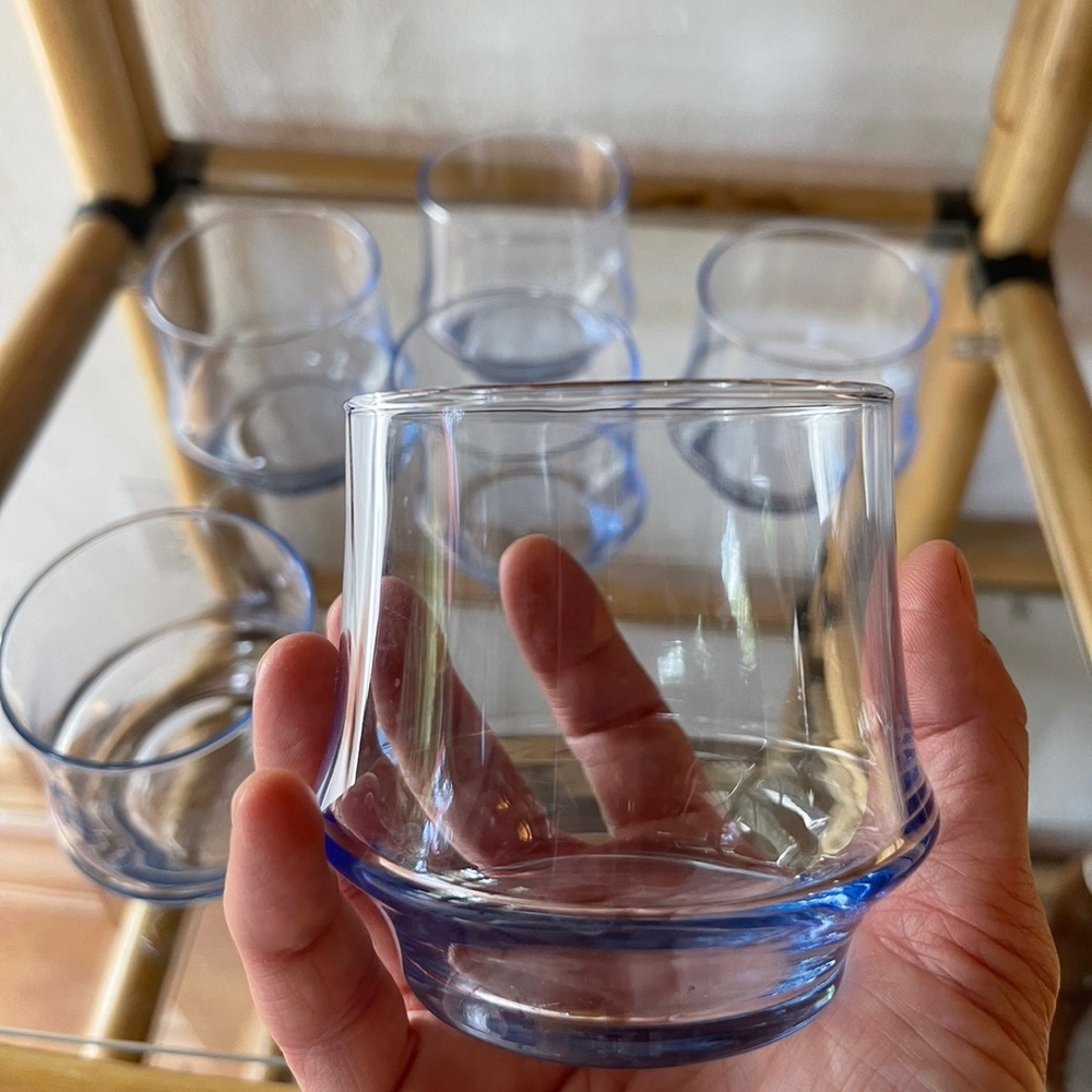 Vintage blue stacking rocks glasses
